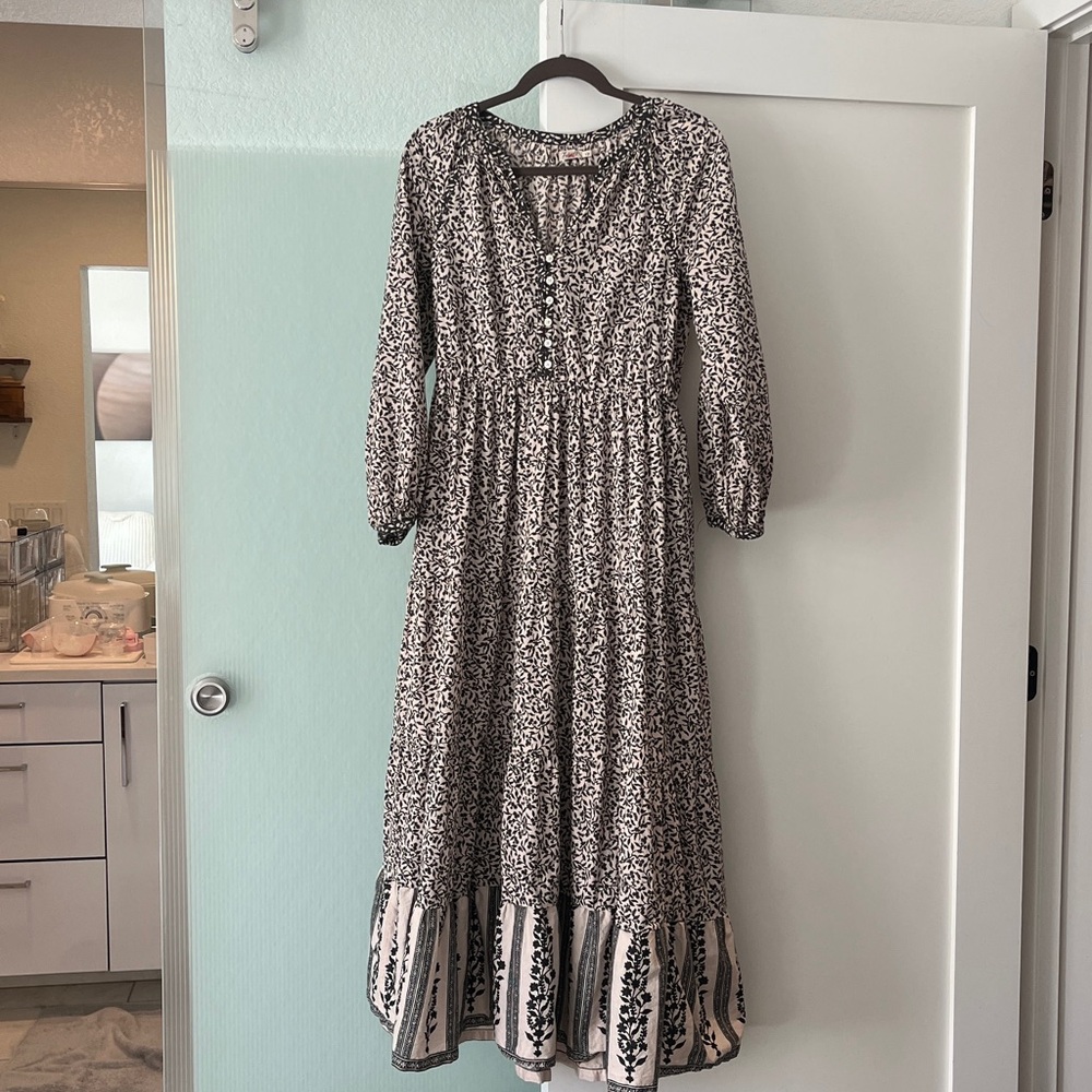 Faherty 100% Cotton Phoebe Floral Block Print Maxi Dress